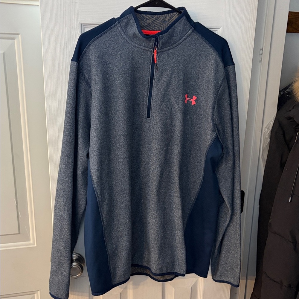 Under Armour Navy and Heathered Gray Half-Zip cold gear loose fit